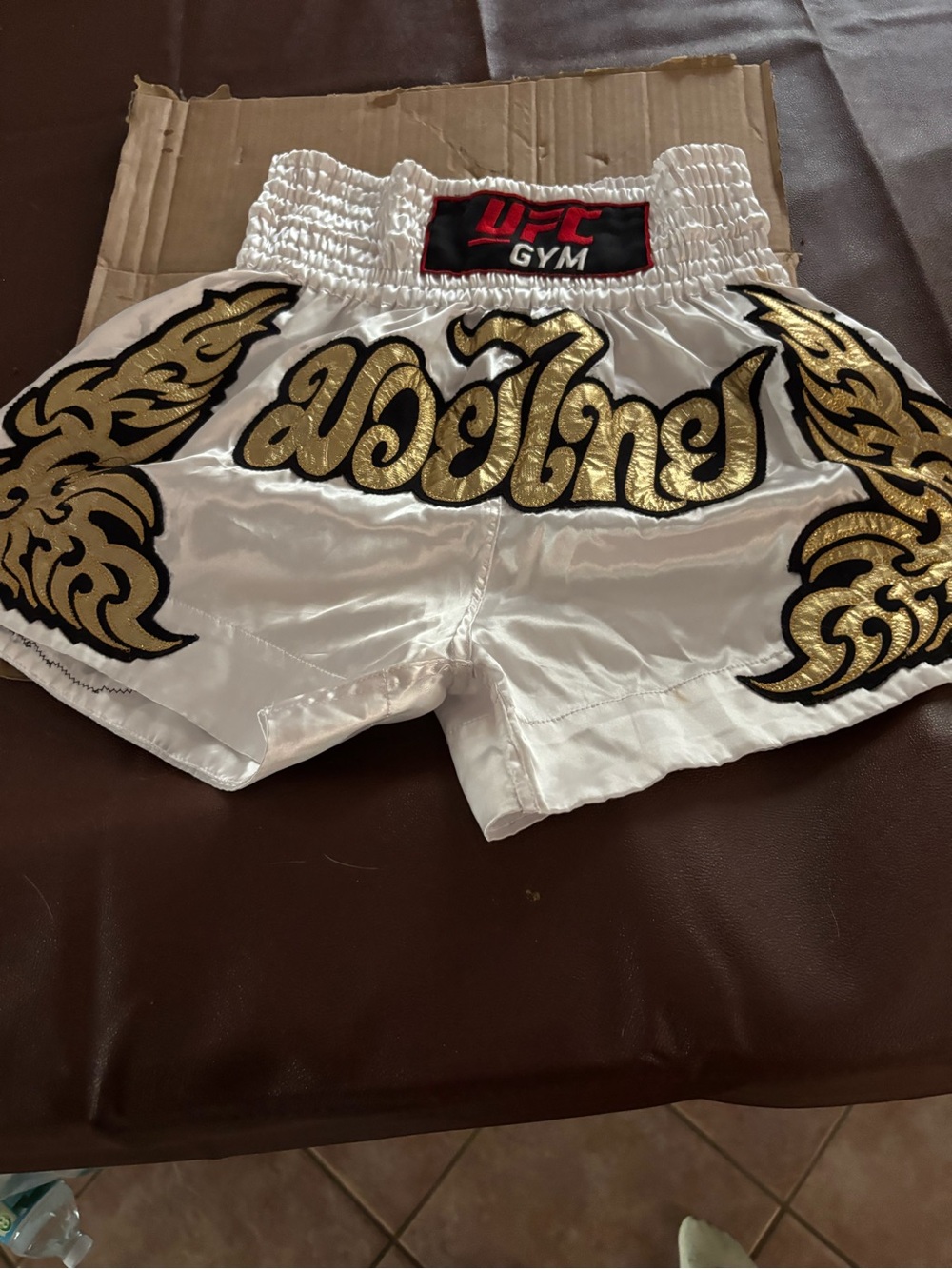 UFC White and Gold Muay Thai Training Shorts